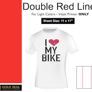Double Red Line Light Iron On Heat Transfer Paper for Inkjet 11 X 17 -75 Sheets