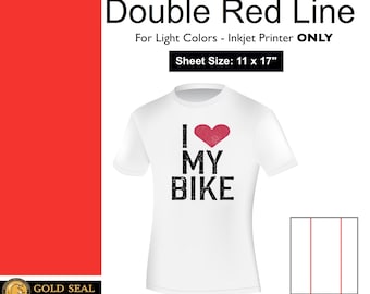 Double Red Line Light Iron On Heat Transfer Paper for Inkjet 11 X 17 -75 Sheets