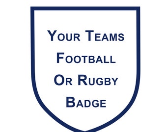 Décoration de gâteau en glaçage avec insigne de football ou de rugby, toutes les équipes