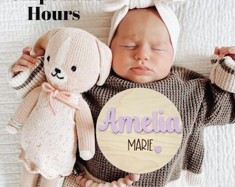 Baby Name Sign For Hospital, Birth Announcement Sign, Engraved Wooden Name Sign, Wooden Nursery Decor, Newborn Photo Prop, Baby Boy or Girl
