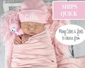 Baby Girl Personalized Newborn Hat, Hospital Hat, Baby Boy Newborn Hat, Personalized Baby Gift, Newborn hat with Name,Hat with name,Pink Hat