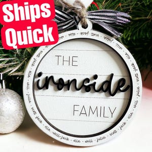 Custom Family Christmas Ornament, Personalized Family Ornament, Christmas Keepsake 2023, Family Christmas Gift, Wood Ornament with Names