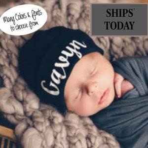 Personalized Baby Hat, Baby Boy Baby Hat, Baby Girl Baby Hat, Newborn Hat, Custom Baby Hat Baby Boy Gift, Baby Christmas Gift, Leather patch