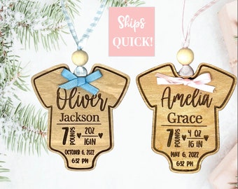 Personalized baby birth stats wood ornament, Baby's first christmas, Baby Christmas Gift, 1st Christmas Baby Boy Ornament,Baby Girl Ornament