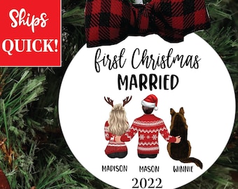 2023 Couples Christmas Ornament, First Christmas Married Ornament, 1st Christmas Together Keepsake, Personalized, Newlywed Christmas Gift