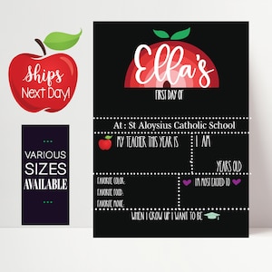 First Day of School Sign, Back to School Personalized Sign Reusable, 1st Day of School Rainbow Dry Erase Board , Custom First Day Sign