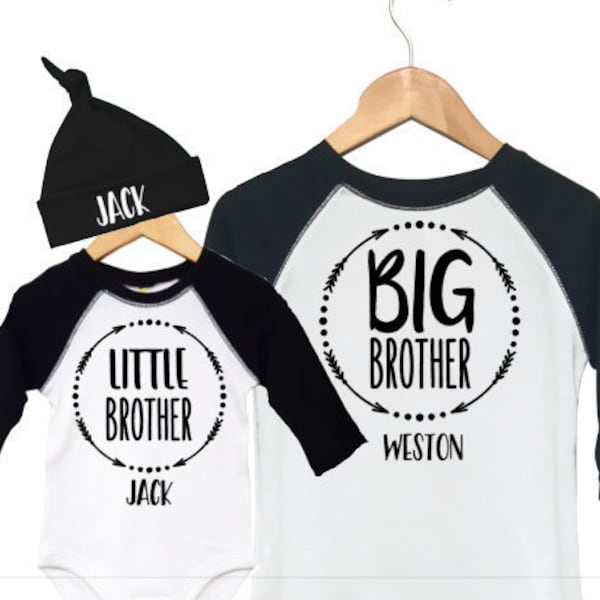 Big Brother Little Brother Gifts, Personalized Big Brother Little Brother Outfits, Big Brother Announcement Shirt, Personalized Newborn Hat