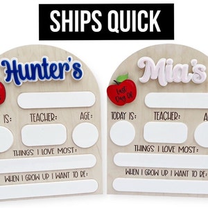 Personalized First & Last Day of School Sign, Back To School Prop with Interchangeable Names - Reusable Sign, First Day of School Board