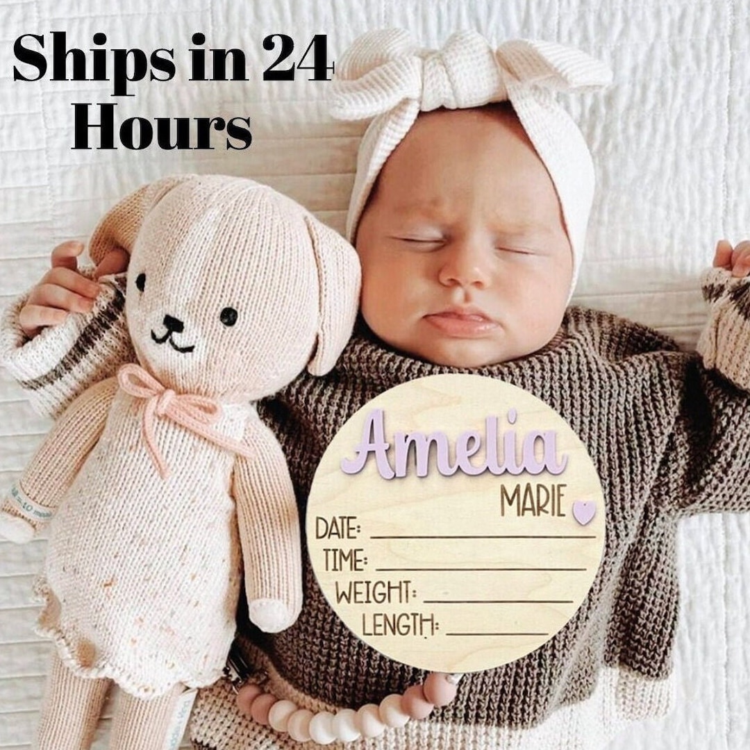 Baby Name Announcement Sign With Birth Stats, Hospital Name Sign ...