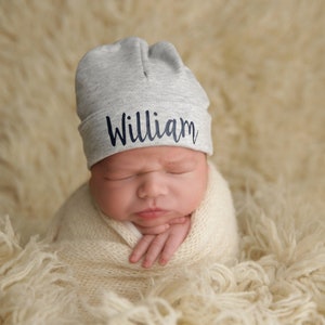 Baby Boy Newborn Hat, Newborn Christmas Gift, Personalized Baby Hat, Newborn hat, Personalized Newborn Hat, Personalized Hat Custom Baby Hat image 2
