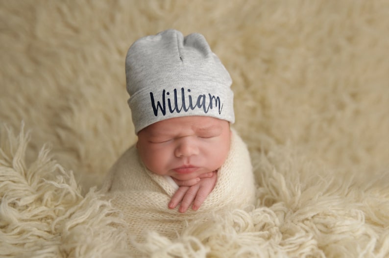 Baby Boy Newborn Hat, Newborn Christmas Gift, Personalized Baby Hat, Newborn hat, Personalized Newborn Hat, Personalized Hat Custom Baby Hat image 2