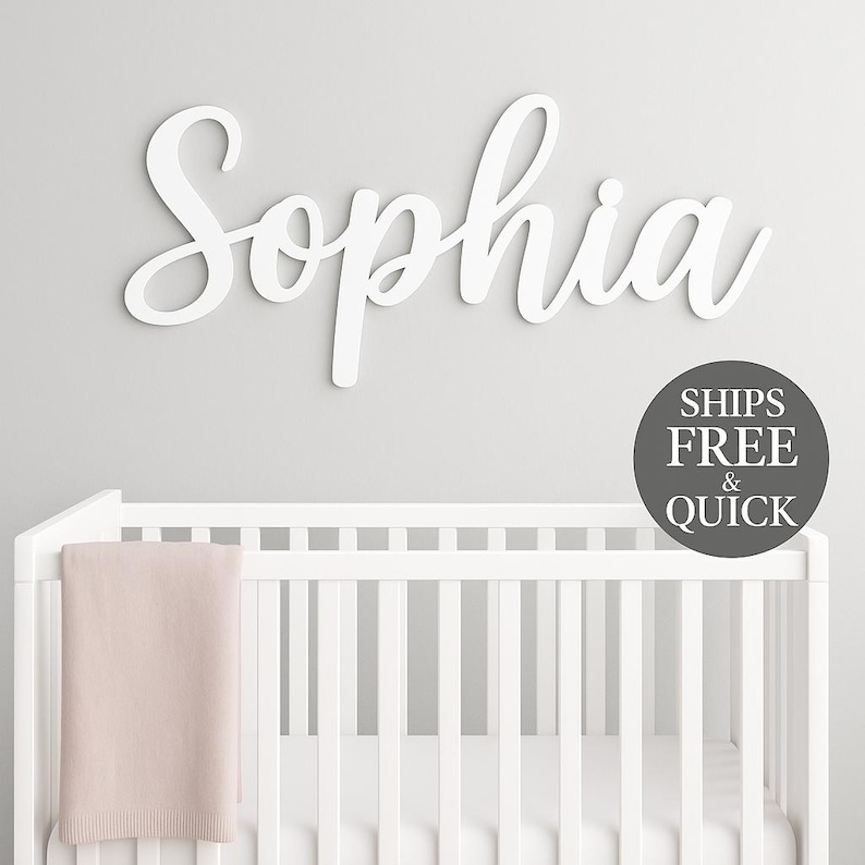 Custom Name Sign, Personalized Wooden Name Sign for Nursery, Wall Decor, Wood Letters, Baby Nursery Name Sign, Wooden Sign for Baby image 1