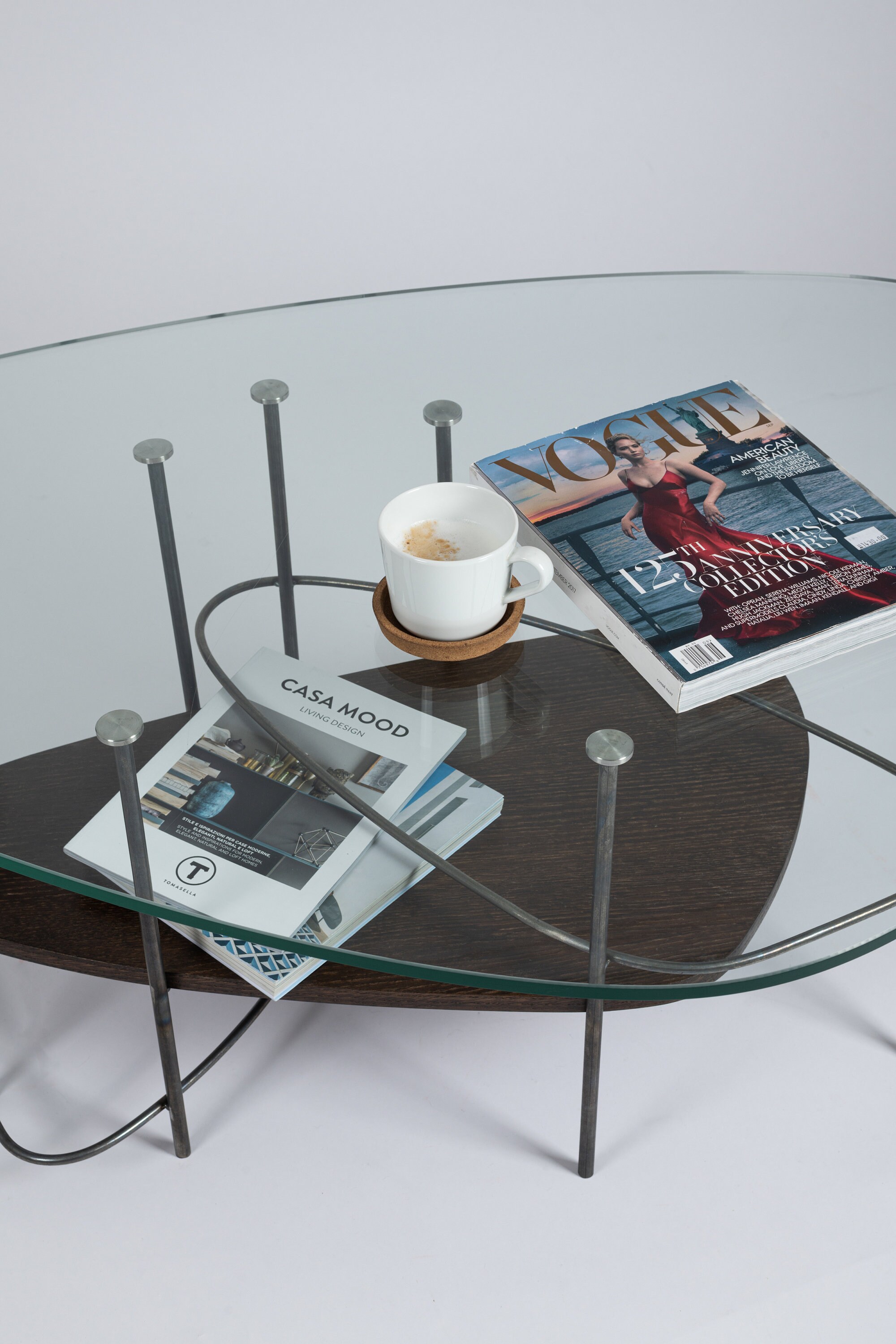 Glass coffee table / Glass metal and wood coffee table / Etsy