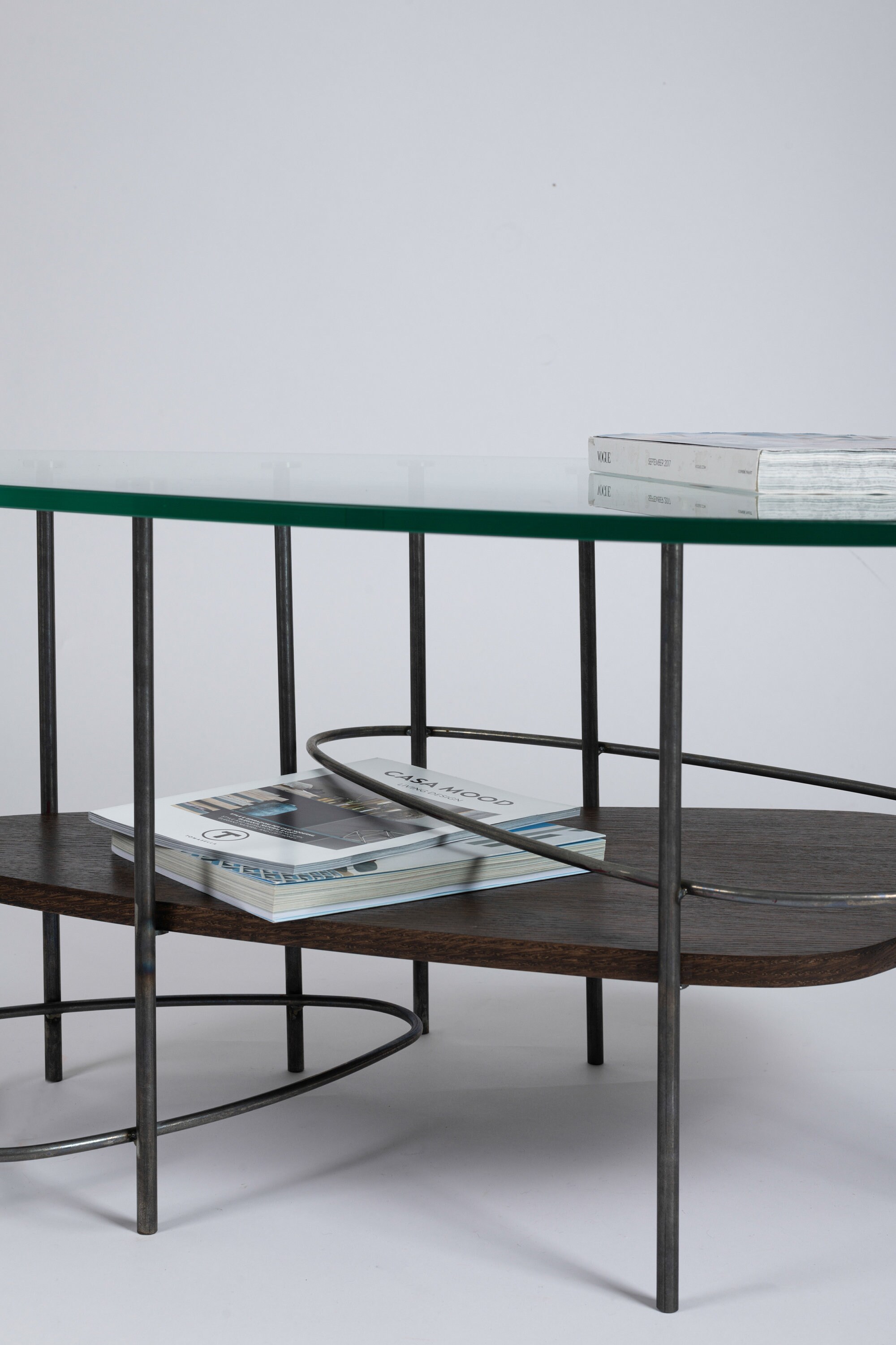 Glass coffee table / Glass metal and wood coffee table / Etsy