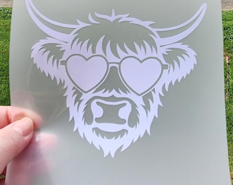 Customizable Highland Cow Vinyl Decal Sticker Car Laptop Journal