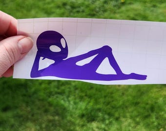 Customizable Funny Alien Pose Vinyl Decal Sticker Car Laptop Journal