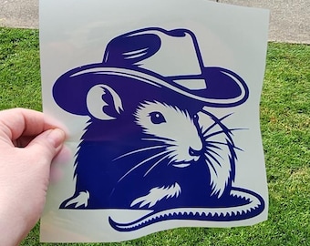 Customizable Funny Cowboy Rat Vinyl Decal Sticker Car Laptop Journal