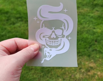 Customizable Gothic Skull and Snake Vinyl Decal Sticker Car Laptop Journal