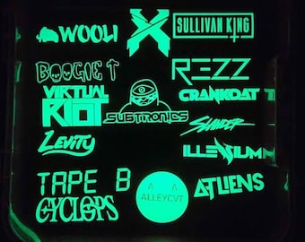 Rave EDM Artist Glow-in-the-Dark Holographic Vinyl Decal Stickers - 15 Pack