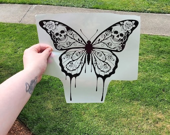 Customizable Gothic Skull Butterfly Large Vinyl Decal Sticker Car Wall Laptop