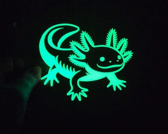 Holographic Glow in the Dark Axolotl Vinyl Decal Sticker Car Journal Tumbler