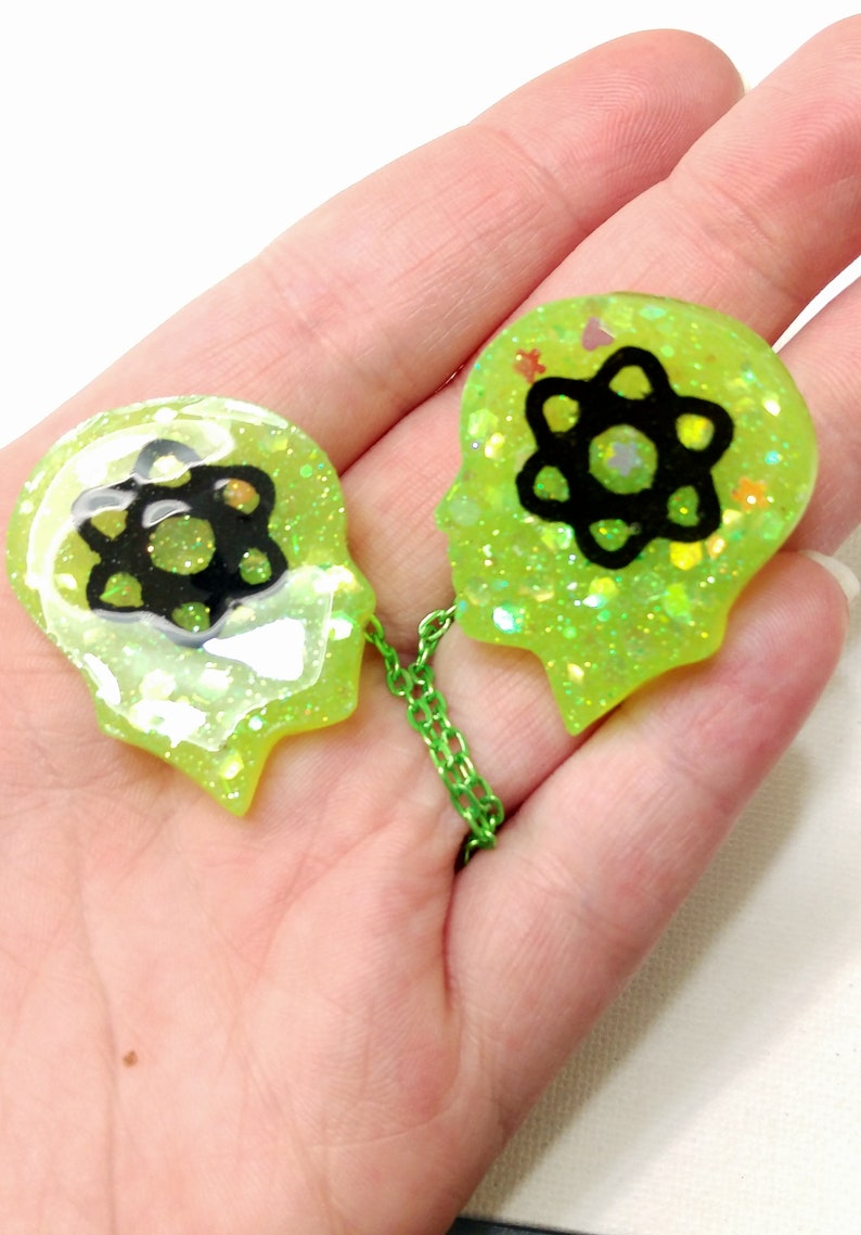 Pin Up Girl Science Jewelry Atom Jewelry Atom Sweater Clips Cardigan Clips Glow Sweater Clips Sweater Guard Science Gift Dress Clips