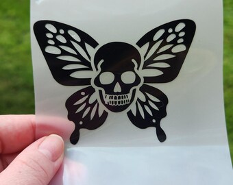 Customizable Vinyl Decal Sticker Gothic Skull Butterfly Car Laptop Journal