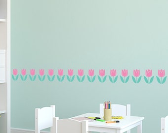 Rose Flower Decal Flower Border Decal Nursery Decal Kids Playroom Girls Bedroom Decor Flower Wall Art Blossom Decal Flower Pattern Decal