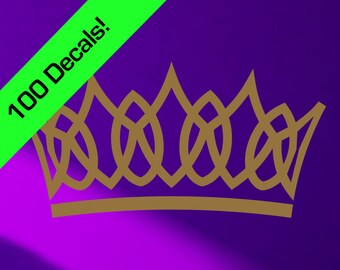 Crown Decal Tiara Gold 100 Count Gorgeous Look Great on a Dark Purple Wall Stickers Wallpaper Design Crown Golden Metallic