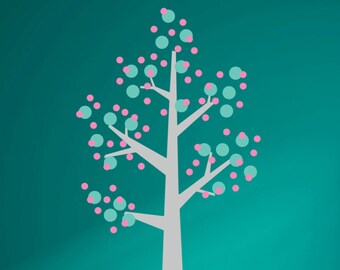 Polka Dot Decal Tree Decal Round Circles Decal Leaves Decal Nursery Room Decor Nature Wall Decal Forest Trees Decal