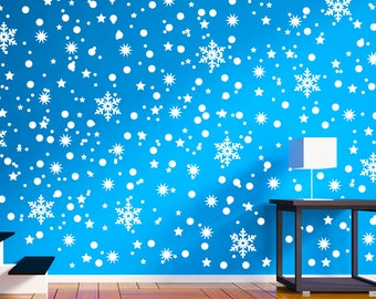 Snow Decal Snowflake Wall Decal Sticker Snow Storm Snowflake Frozen Decal Winter Scene Windows Winter Decal White Christmas Holiday Decor