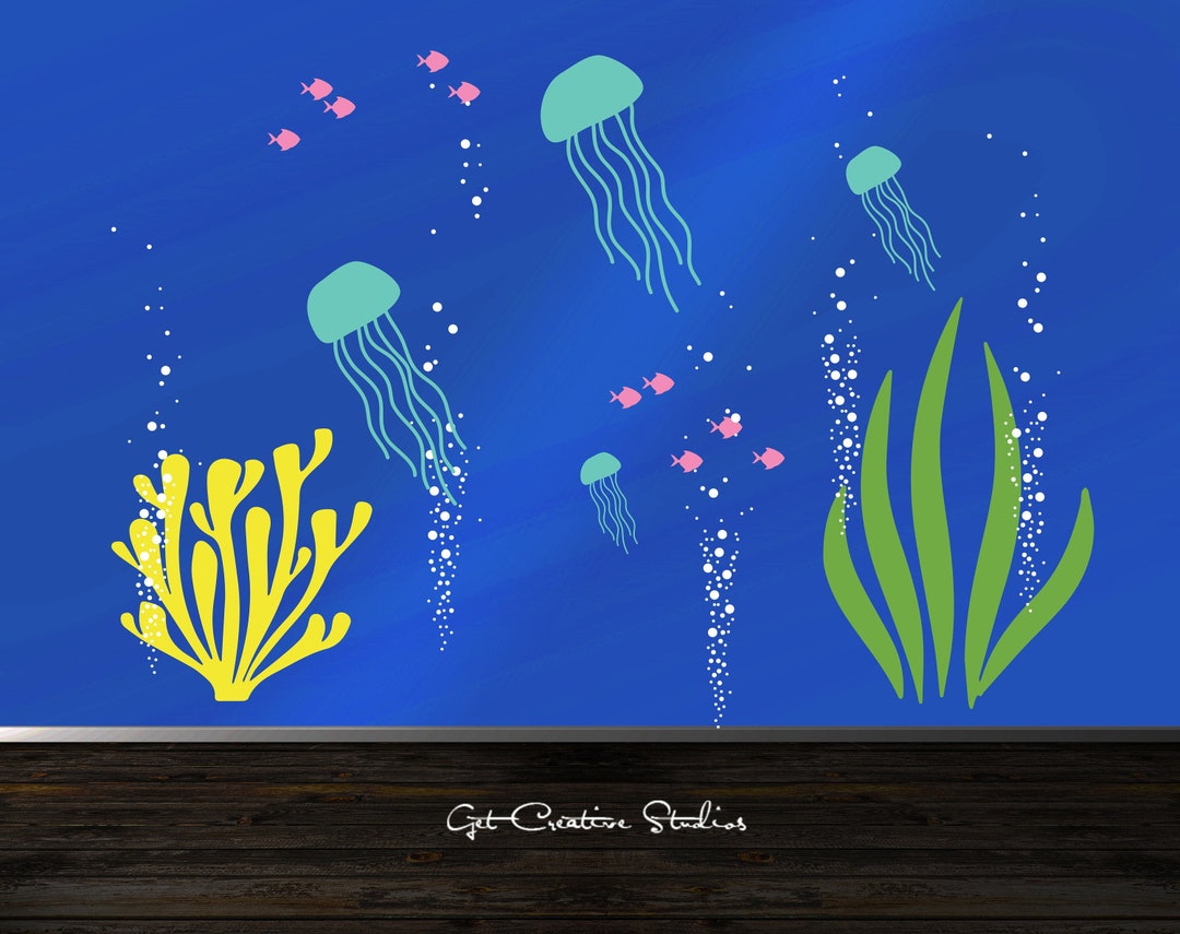 Ocean Wall Decal Underwater Wall Decal Jellyfish Wall Decal Etsy