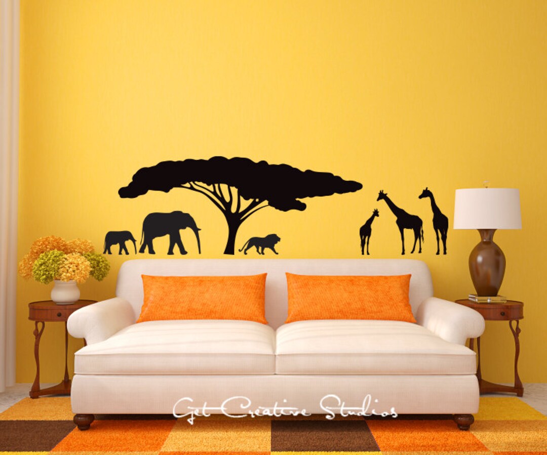 Africa Wall Decal African Safari Wall Decal African Tree Wall Decal