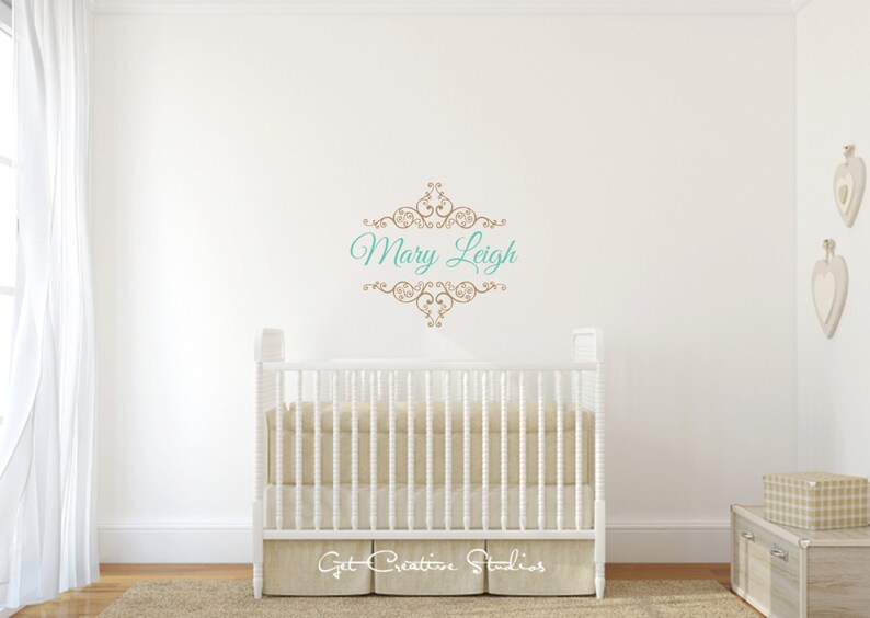 Girls Name Wall Decal Flourish Wall Decal Personalized Name Girls Room Decor Nursery Name Decal Script Letter Decal Script Decal Fancy Decal
