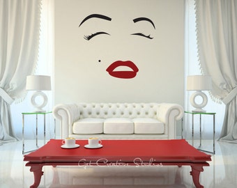 Marilyn Monroe Wall Decal Beauty Marilyn Wall Sticker Hollywood Wall Decal Film Movies Icon Woman Actress Wall Decal