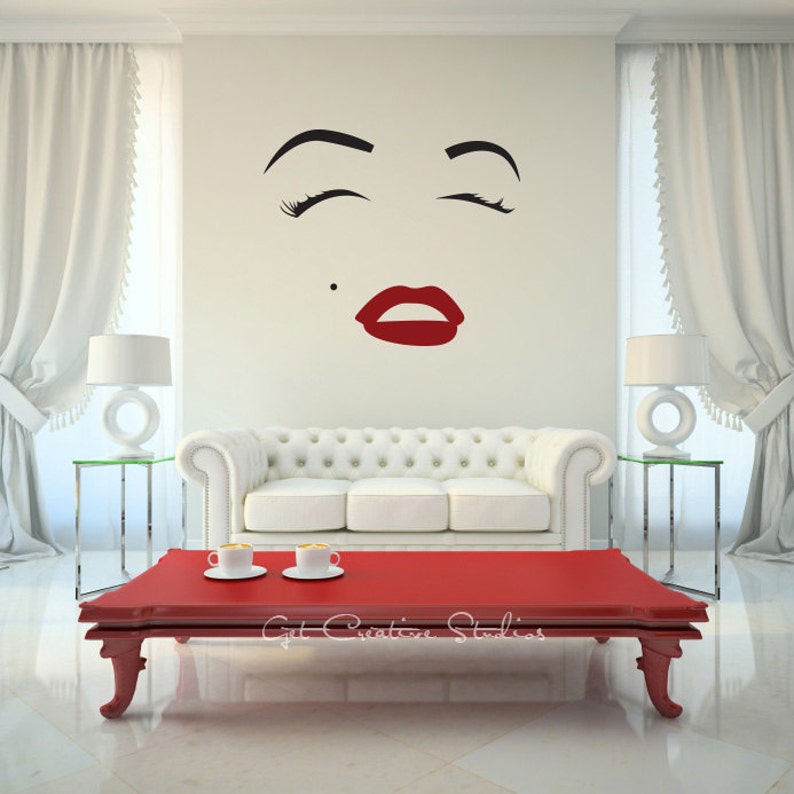 Marilyn Monroe Wall Decal Beauty Marilyn Wall Sticker Hollywood Wall Decal Film Movies Icon Woman Actress Wall Decal image 1
