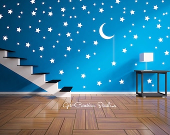 Star Bright Decal Wall Stickers Magical Decals Celebration Fairy Tale Hanging Moon Dream Play Bedroom Van Gogh Sky Stars
