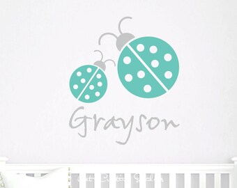 Ladybug Wall Decal Personalized Lady Bug Wall Decal Nursery Wall Art Nature Theme Room Baby Room Decal Garden Decal Ladybug Logo Bug Sticker