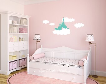 Floating Castle Decal Cloud Castle Decal Fairy Wall Decal Nursery Wall Decal Castle in the Clouds Wall Decal Girls Room Decal Nursery