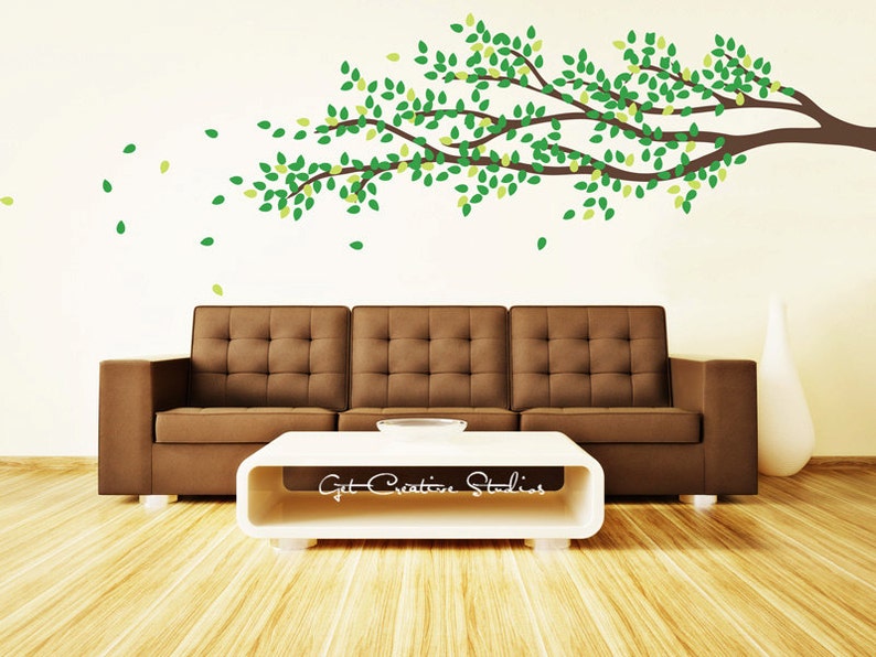 Tree Decal Leaf Decal Branch Tree Branch Wall Decal Spring Summer Leaves Decal Tree Decor Breeze Cottage Wall Decal Stickers 300 LEAVES image 1