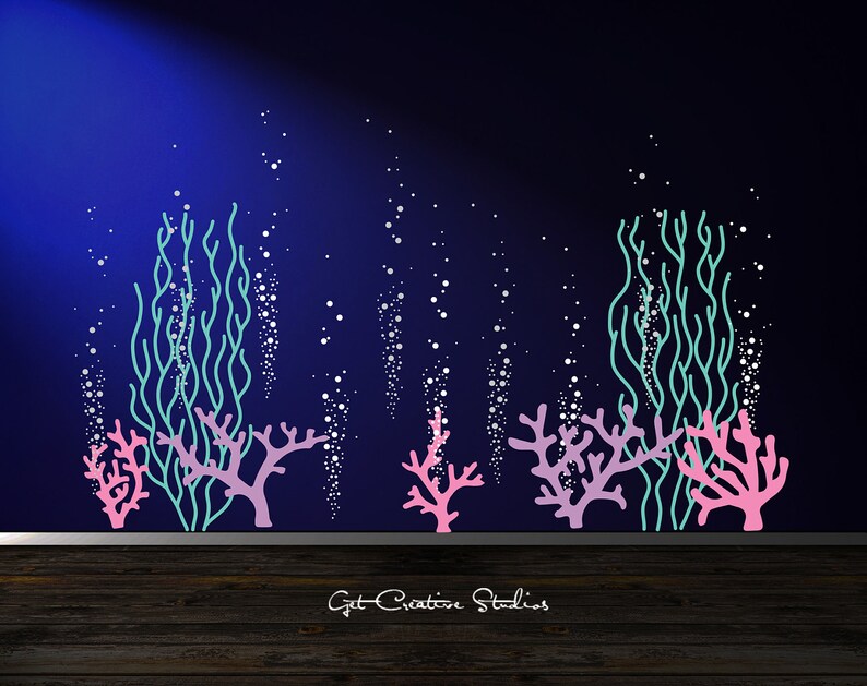 Underwater Decal Bubble Wall Decal Ocean Wall Decal Aquarium Wall Decal Ocean Decal Coral Reef Wall Decal Seaweed Decal Bubbles Decal Fish image 4