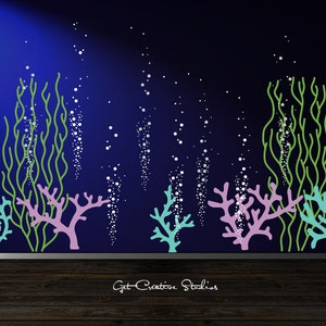 Underwater Decal Bubble Wall Decal Ocean Wall Decal Aquarium Wall Decal Ocean Decal Coral Reef Wall Decal Seaweed Decal Bubbles Decal Fish image 1