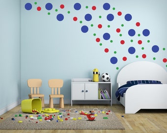 Polka Dot Decal Wall Circle Sticker Blue Red Green Primary Circles Party Birthday Fun Child Baby Teen Clown Circus
