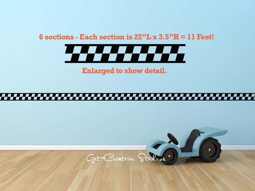Checkered Flag Wall Decal Border Wall Decal Race Car Wall Decal Racing