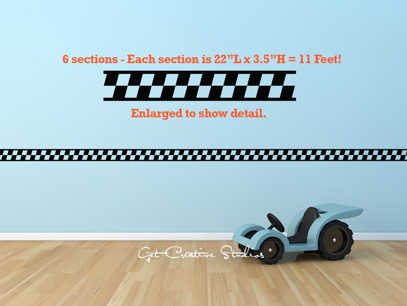 Checkered Flag Wall Decal Border Wall Decal Race Car Wall Etsy