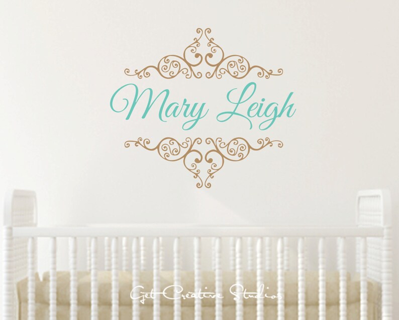 Girls Name Wall Decal Flourish Wall Decal Personalized Name Girls Room Decor Nursery Name Decal Script Letter Decal Script Decal Fancy Decal