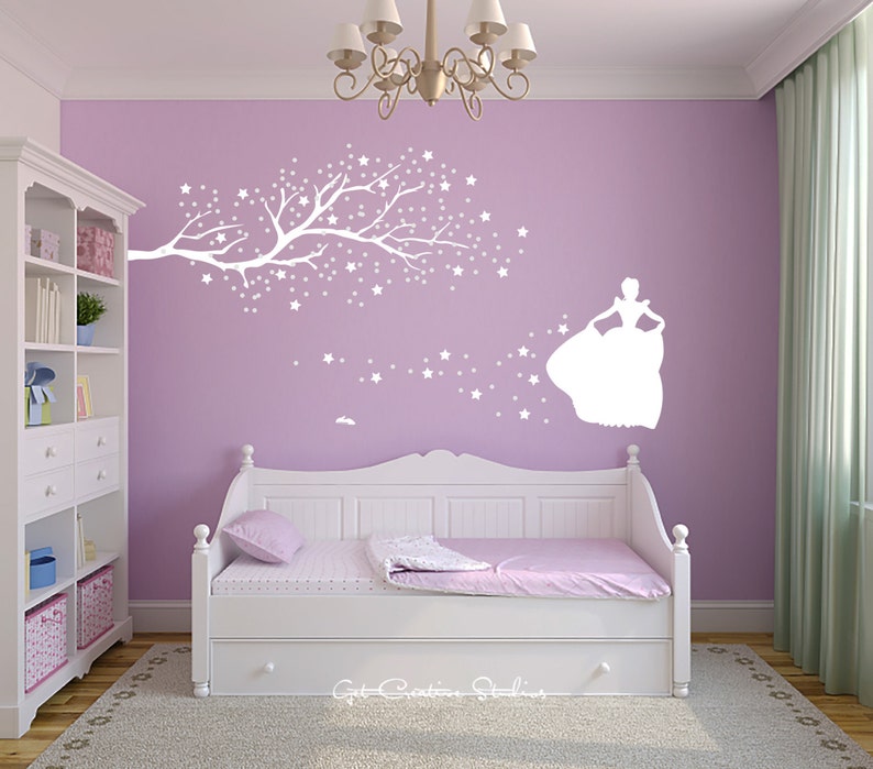 Cinderella Wall Decal Princess Wall Decal Fairy Tale Wall Decal Princess Decor Nursery Wall Decal Girls Room Decor Tree Wall Decal image 1