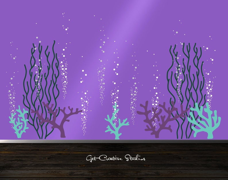 Underwater Decal Bubble Wall Decal Ocean Wall Decal Aquarium Wall Decal Ocean Decal Coral Reef Wall Decal Seaweed Decal Bubbles Decal Fish image 3