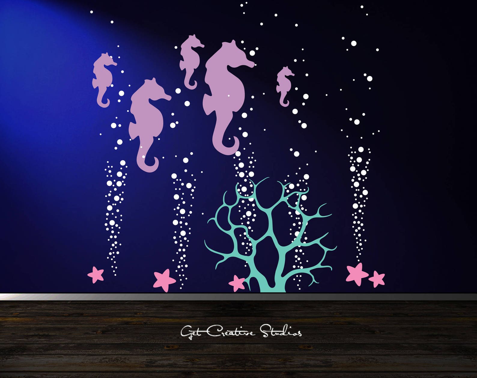 Coral Wall Decal Seahorse Wall Decal Ocean Deep Sea Decal Fish Etsy