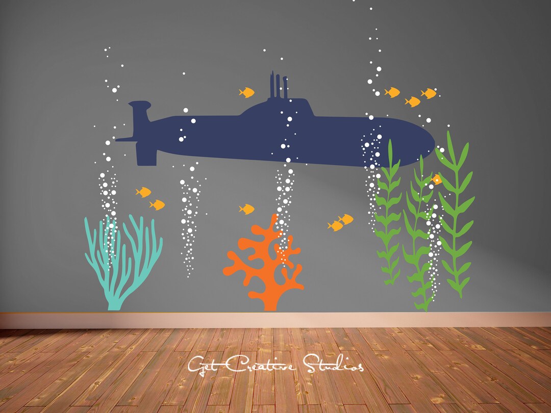 Submarine Wall Decal Underwater Wall Decal Aquarium Wall Decal Etsy